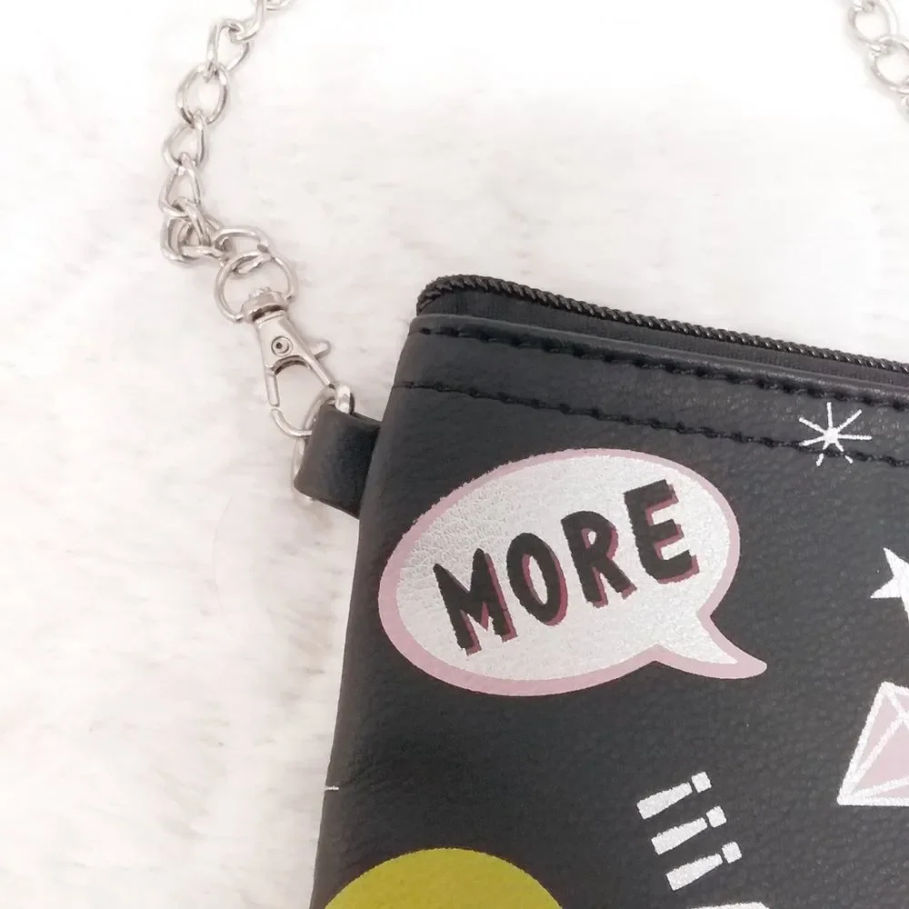 Bari Lynn Purse Convertible Crossbody Wristlet Colorful Emoji and Word Graphics
